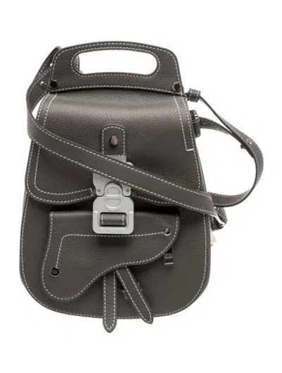 Pre-owned Dior Men Leather Backpack In Gray