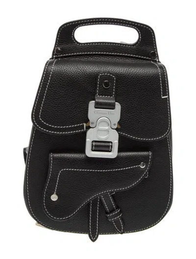Pre-owned Dior Men Leather Backpack Mini In Black