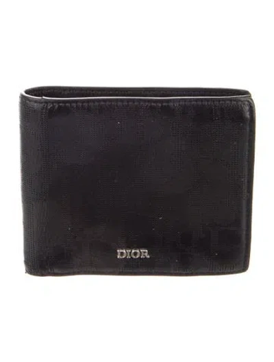 Pre-owned Dior Men Leather Bifold Wallet In Black