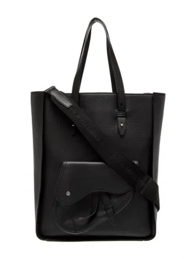 Pre-owned Dior Men Leather Christian Dior Saddle In Black