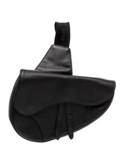 Pre-owned Dior Men Leather Christian Dior Saddle In Black