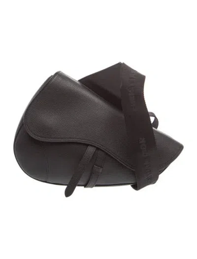 Pre-owned Dior Men Leather Christian Dior Saddle In Black