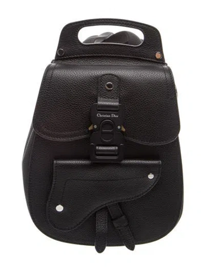 Pre-owned Dior Men Leather Christian Dior Saddle Mini In Black