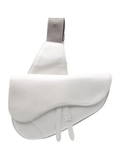 Pre-owned Dior Men Leather Crossbody Bag In White