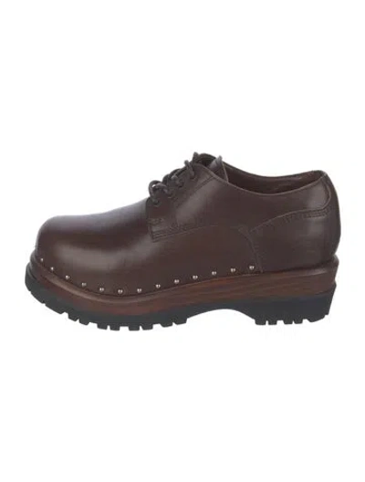 Pre-owned Dior Men Leather Derby Shoes In Brown