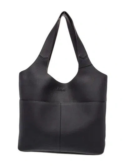 Pre-owned Dior Men Leather Hobo 2025 In Black