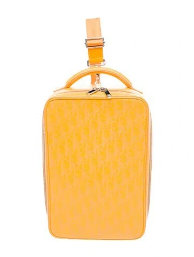 Pre-owned Dior Men Leather Oblique Galaxy World Tour Shoe Case In Yellow