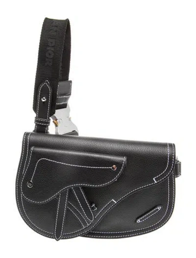 Pre-owned Dior Men Leather Saddle In Black