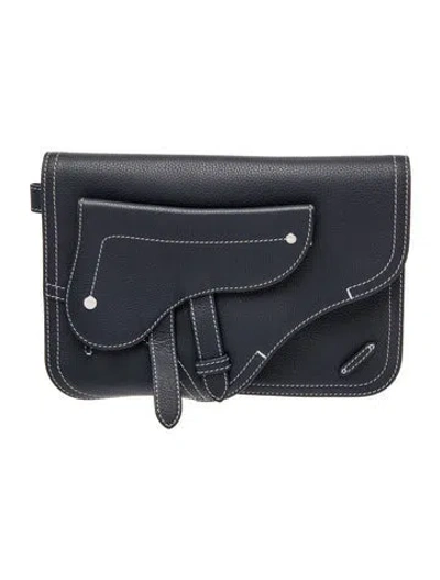 Pre-owned Dior Men Leather Saddle In Blue