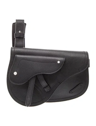 Pre-owned Dior Men Leather Saddle In Gray