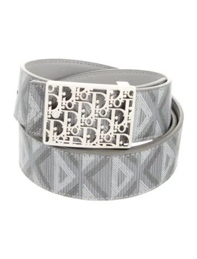 Pre-owned Dior Men Leather Waist Belt In Gray