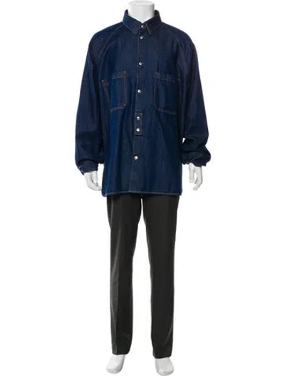 Pre-owned Dior Men Long Sleeve Denim Shirt In Blue