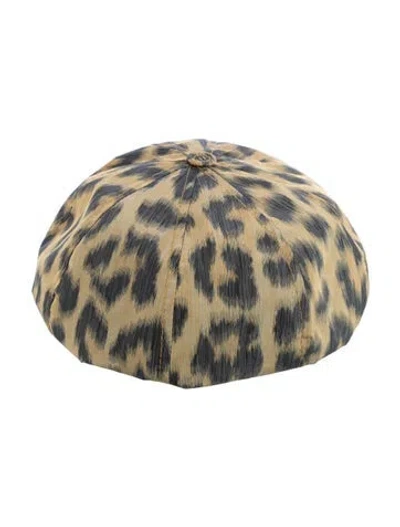 Pre-owned Dior Men Men's Leopard Printed Beret In Yellow