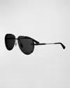 Dior Men's Neo A1u Sunglasses In Shiny Black Smoke