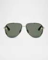 Dior A1u Pilot Sunglasses, 60.7mm In Shiny Gold Dh Green