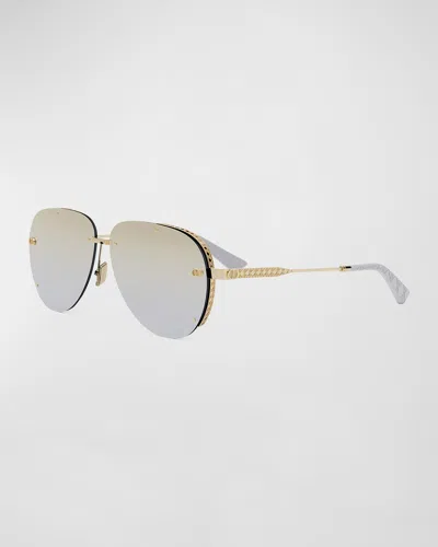 Dior Neo A1u Sunglasses In Shiny Gold Dh Smoke Mirror