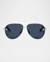 Dior Neo A1u 61 Pilot Sunglasses In Shiny Palladiumblue