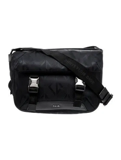 Pre-owned Dior Men Nylon Diamond Explorer Messenger Bag In Black