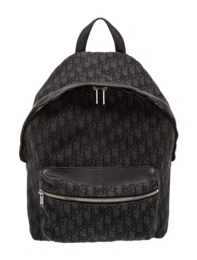 Pre-owned Dior Men Oblique Jacquard Backpack 2023 In Black