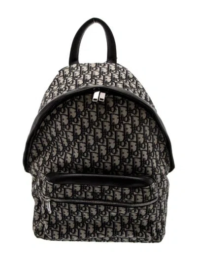 Pre-owned Dior Men Oblique Jacquard Backpack In Neutral