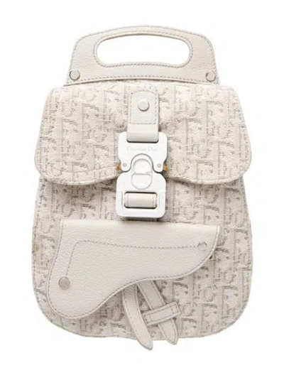 Pre-owned Dior Men Oblique Jacquard Backpack In Neutral