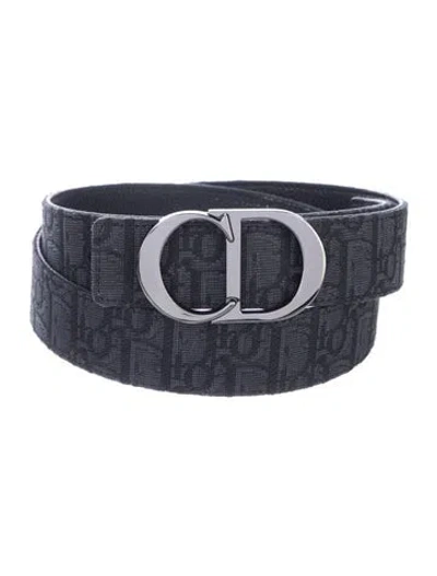Pre-owned Dior Men Oblique Jacquard Canvas Belt Kit In Black