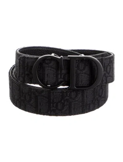 Pre-owned Dior Men Oblique Jacquard Canvas Waist Belt In Gray