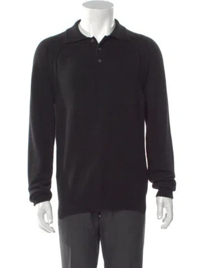 Pre-owned Dior Men Oblique Jacquard Cashmere Polo Sweater In Blue