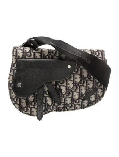 Pre-owned Dior Men Oblique Jacquard Christian Dior Saddle In Black