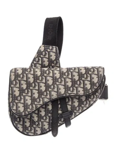 Pre-owned Dior Men Oblique Jacquard Christian Dior Saddle In Black