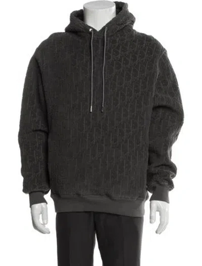 Pre-owned Dior Men Oblique Jacquard Crew Neck Hoodie In Gray