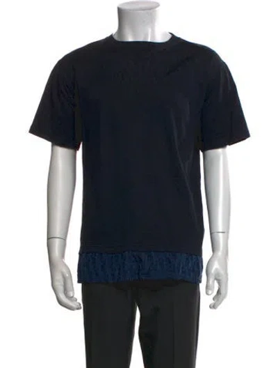 Pre-owned Dior Men Oblique Jacquard Crew Neck T-shirt In Blue