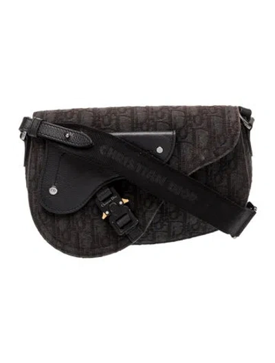 Pre-owned Dior Men Oblique Jacquard Crossbody Bag 2024 In Black