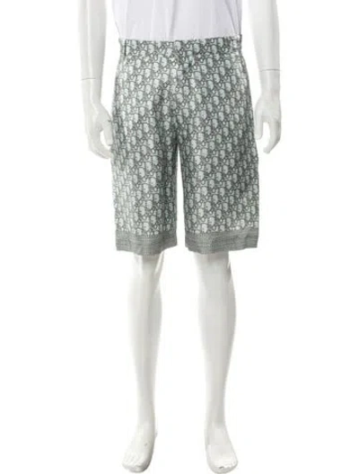 Pre-owned Dior Men Oblique Jacquard Flat Front Shorts In Blue