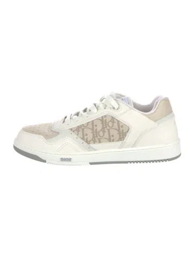 Pre-owned Dior Men Oblique Jacquard Leather Athletic Sneakers In White
