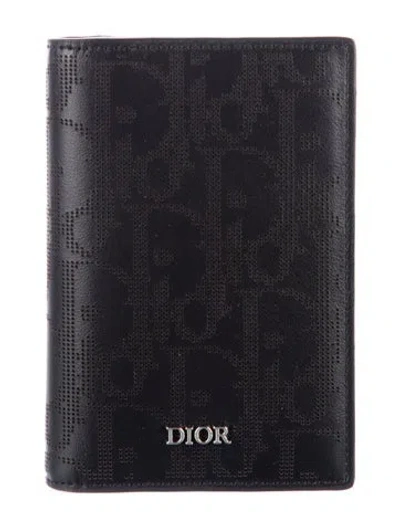 Pre-owned Dior Men Oblique Jacquard Leather Bifold Wallet W/ Tags In Black