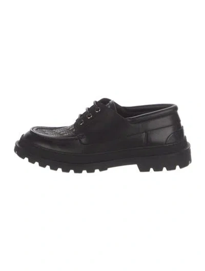Pre-owned Dior Men Oblique Jacquard Leather Derby Shoes In Black