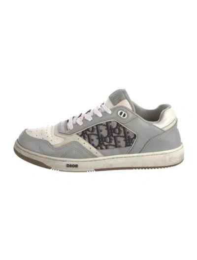 Pre-owned Dior Men Oblique Jacquard Leather Sneakers In Gray