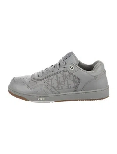 Pre-owned Dior Men Oblique Jacquard Leather Sneakers In Gray