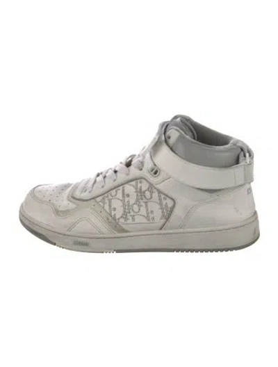 Pre-owned Dior Men Oblique Jacquard Leather Sneakers In White