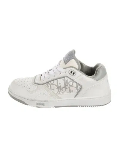 Pre-owned Dior Men Oblique Jacquard Leather Sneakers In White