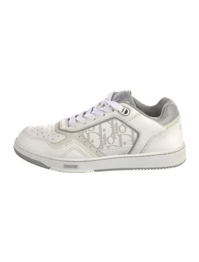 Pre-owned Dior Men Oblique Jacquard Leather Sneakers In White