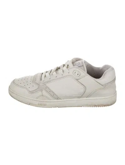 Pre-owned Dior Men Oblique Jacquard Leather Sneakers In White