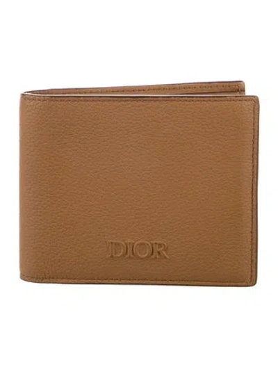 Pre-owned Dior Men Oblique Jacquard Leather Wallet In Brown