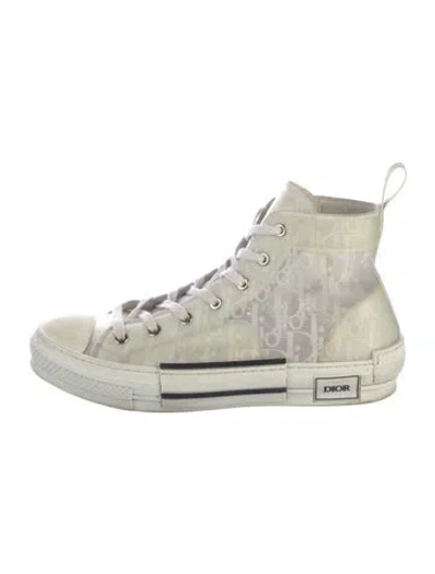 Pre-owned Dior Men Oblique Jacquard Mesh Sneakers In White