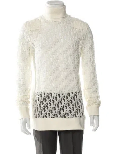 Pre-owned Dior Men Oblique Jacquard Mock Neck Henley In Neutral