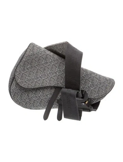 Pre-owned Dior Men Oblique Jacquard Saddle In Gray