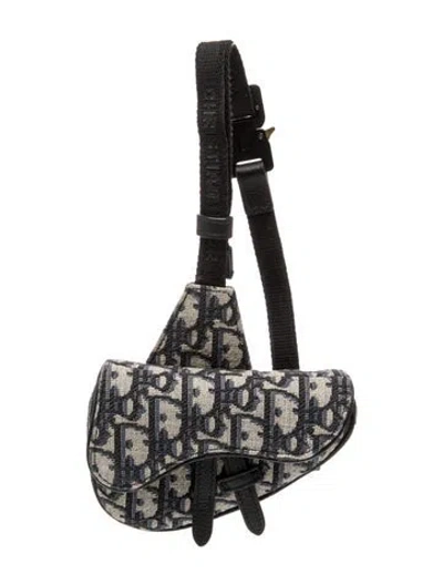 Pre-owned Dior Men Oblique Jacquard Saddle Micro In Neutral