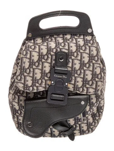Pre-owned Dior Men Oblique Jacquard Saddle Mini In Neutral