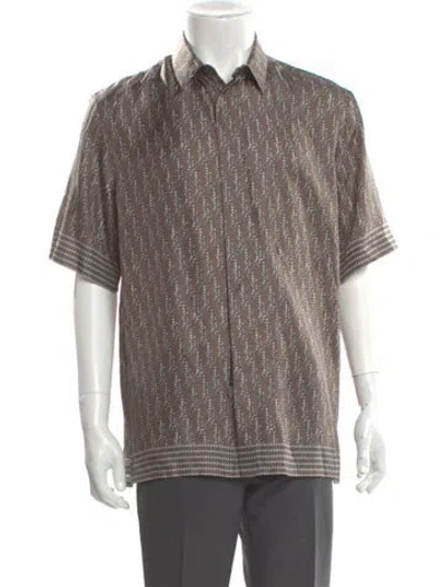 Pre-owned Dior Men Oblique Jacquard Silk Shirt In Brown